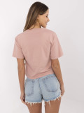 RUE PARIS Pink T-Shirt with Print