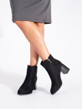 Black Suede Ankle Boots with Block Heel