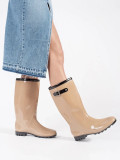 Beige High Gloss Rain Boots