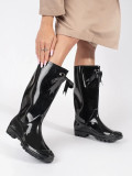 Black Patent High Wellies