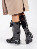 Black Patent High Wellies