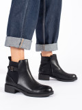 Black Women's Ankle Boots with Low Heel