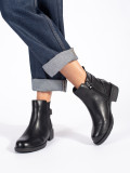 Black Women's Ankle Boots with Low Heel