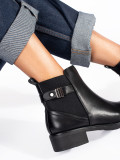 Black Women's Ankle Boots with Low Heel
