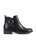 Black Women's Ankle Boots with Golden Details