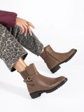 High Brown Ankle Boots