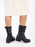 Black Leather Insulated Ankle Boots