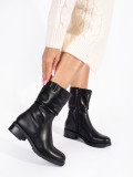 Black Leather Insulated Ankle Boots