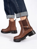 Brown Leather Women's Ankle Boots on Platform by Sergio Leone
