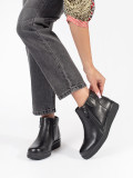 Black Leather Comfortable Insulated Ankle Boots Sergio Leone