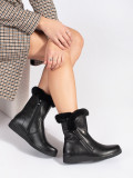 Warmed Black Leather Ankle Boots with Fur Sergio Leone