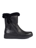 Warmed Black Leather Ankle Boots with Fur Sergio Leone