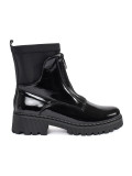 Lacquered Black Ankle Boots with Zipper