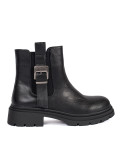 Black Women's Ankle Boots with Buckle