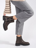 Brown Women's Ankle Boots with Buckle
