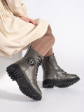 Girls' Insulated Silver Lace-Up Boots