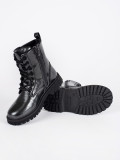 Black Patent Girls' Lace-Up Boots