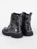 Black Patent Girls' Lace-Up Boots