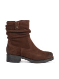 Brown Leather Ankle Boots with Ruffled Shaft by Sergio Leone