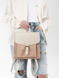 Beige Women's Backpack with Flap