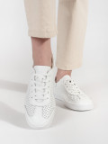 White Perforated Sneakers Made of Natural Leather