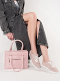 Light Pink Ajour Sneakers in Natural Leather