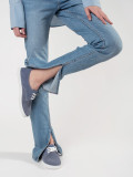 Blue Perforated Sneakers Made of Natural Leather