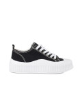 Black and White Sneakers with Thick Sole