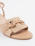 Beige Women's Sandals with Medium Heel