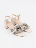 White Women's Sandals on Medium Heel