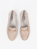 Beige Moccasins Made of Genuine Leather