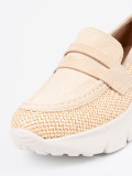 Light Beige Slip-On Shoes with Thick Sole