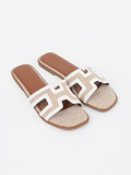 White Flat Sole Slippers