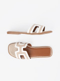 White Flat Sole Slippers