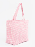 Pink Checkered Beach Bag