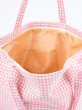 Pink Checkered Beach Bag
