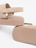 Beige Platform Sandals with Cutouts