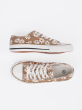 Beige Floral Sneakers