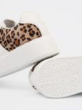 White Sneakers with Leopard Print Details
