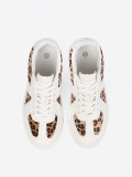 White Sneakers with Leopard Print Details