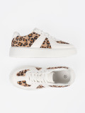 White Sneakers with Leopard Print Details