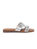Silver Slide Sandals with Open Toe