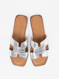 Silver Slide Sandals with Open Toe
