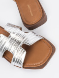 Silver Slide Sandals with Open Toe