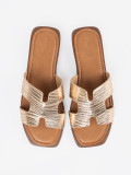 Gold Slide Sandals with Open Toe