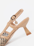 Beige Cutout Low Heel Pumps