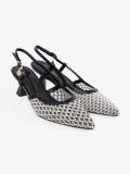 Black Perforated Low Heeled Pumps