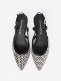 Black Perforated Low Heeled Pumps