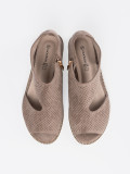 Elegant Perforated Flat Sandals in Beige