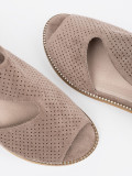 Elegant Perforated Flat Sandals in Beige